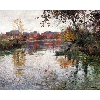 РЕПРОДУКЦИИ НА КАРТИНИ Мъж в лодка, речен пейзаж (1895)